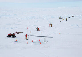 SIPEX operations with 20 metre transect at ice station 6 with sledge mounted snow radar. Fifteen ice stations allowed the team to take a series of measurements to characterise the sea ice environment over the entire Antarctic sea ice zone.